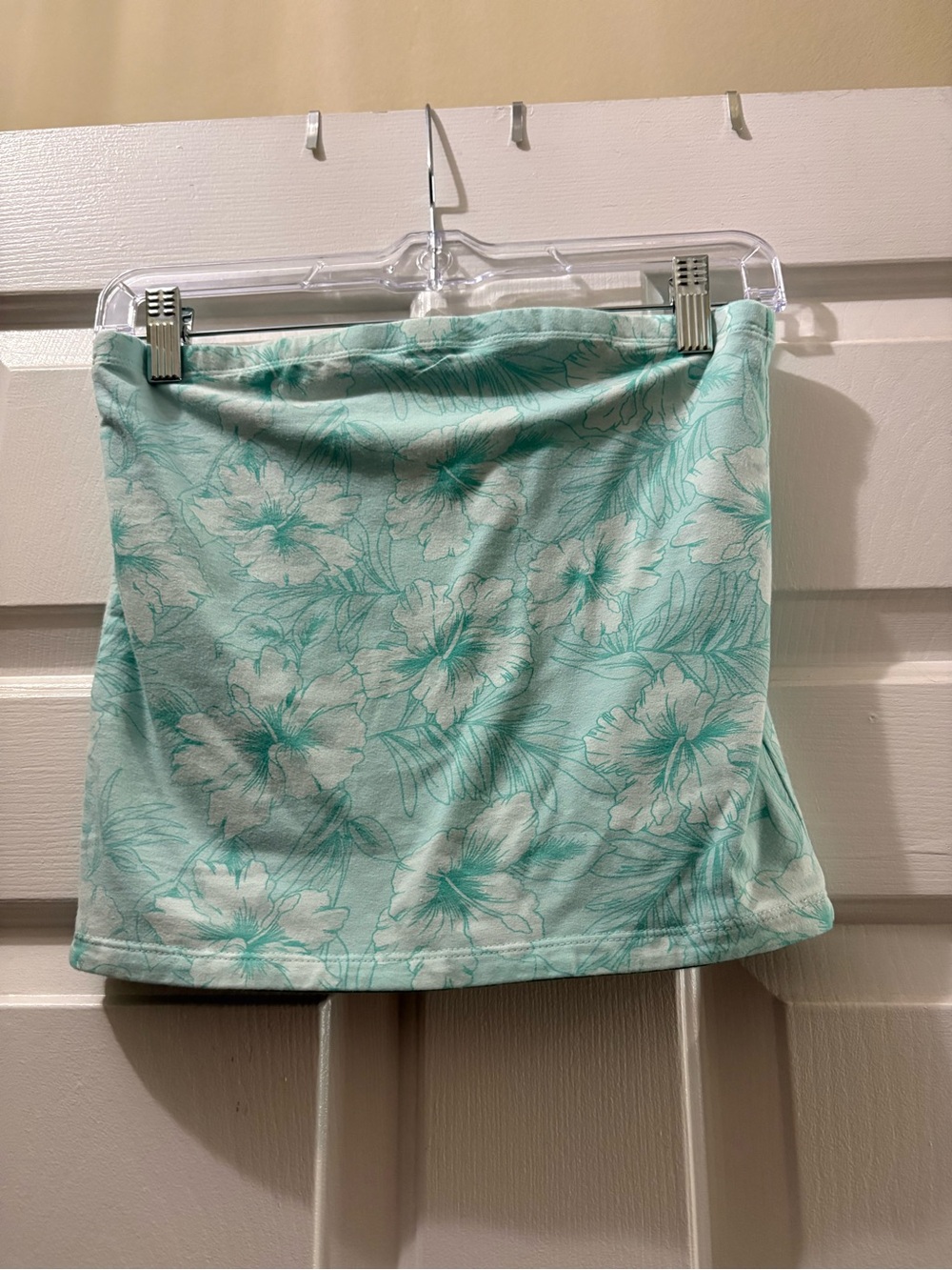 American Eagle Outfitters Aqua Hibiscus Print Tube Top